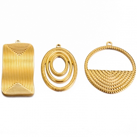 1 ШТ 304 Нержавеющая Сталь Геометрический Подвески Прямоугольник Позолоченный Завиток 1 ШТ 304 Нержавеющая Сталь Геометрический Подвески Прямоугольник Позолоченный Завиток