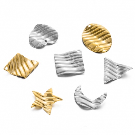 304 Stainless Steel Simple Charms Silver Tone Wave Geometric