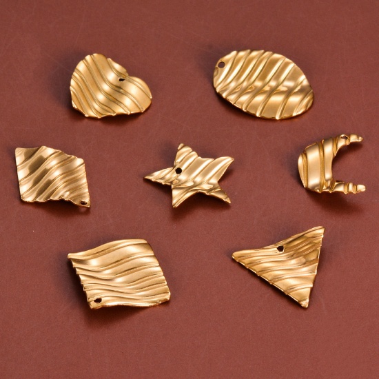 Image de 1 Pièce Breloques en 304 Acier Inoxydable Simple Vague Argent Mat Géométrique
