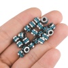 Picture of 304 Stainless Steel Birthstone Beads For DIY Jewelry Making Single Hole Tube Silver Tone Multicolor Rhinestone