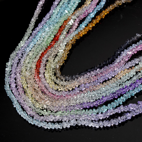 Image de 2 Enfilades Perles pour DIY Fabrication de Bijoux de Breloquee en Verre Triangle Multicolore Transparent, 4mm x 3mm