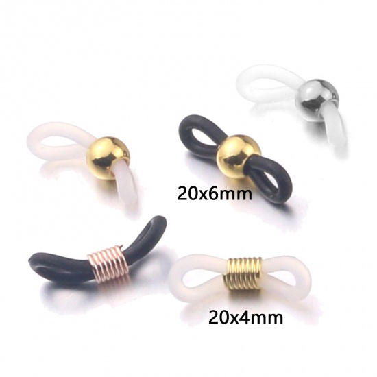 Picture of 304 Stainless Steel & Silicone Eyeglasses Chain Ends Connectors Anti-slip Strap Holder