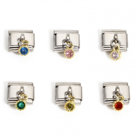 1 Unidad 304 Acero Inoxidable Charm Pulsera de Eslabones Italianos para Hacer Joyas DIY Tono de Plata Rectángulo con colgante 10mm x 9mm