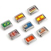 Picture of 304 Stainless Steel Italian Charm Links For DIY Bracelet Jewelry Making Silver Tone Rectangle National Flag Enamel 10mm x 9mm