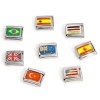 Picture of 304 Stainless Steel Italian Charm Links For DIY Bracelet Jewelry Making Silver Tone Rectangle National Flag Enamel 10mm x 9mm