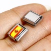 Picture of 304 Stainless Steel Italian Charm Links For DIY Bracelet Jewelry Making Silver Tone Rectangle National Flag Enamel 10mm x 9mm