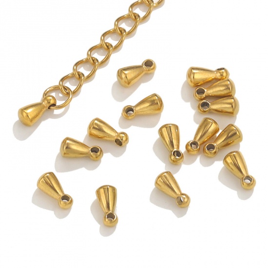 Picture of Eco-friendly 304 Stainless Steel Charms Extender Chain Ends For Necklace Bracelet Jewelry Making Drop