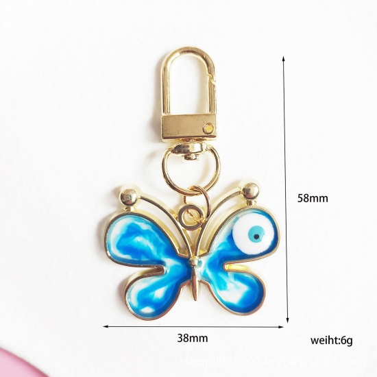 Picture of Insect Keychain & Keyring Gold Plated Multicolor Butterfly Animal Eye Enamel