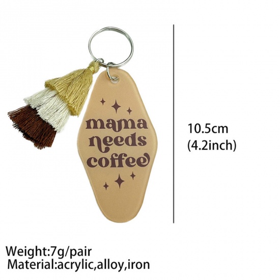 Picture of Acrylic Mother's Day Keychain & Keyring Multicolor Tassel Oval