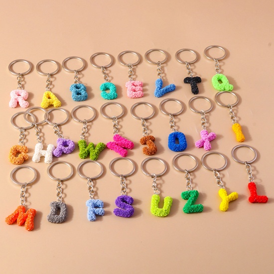 Picture of Resin Mother's Day Keychain & Keyring Silver Tone Multicolor Message " A-Z "