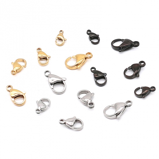 Picture of Eco-friendly Vacuum Plating 304 Stainless Steel Lobster Clasp Findings Roller Burnishing
