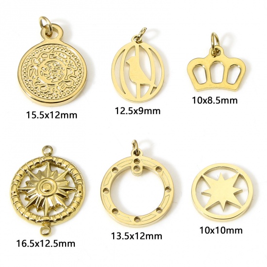 Picture of 304 Stainless Steel Stylish Charms Gold Plated Crown Hollow