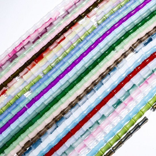 Immagine di 1 Filo Cristallo ( Sintetico ) Perline per la Creazione di Gioielli con Ciondoli Fai-da-te Forma di Bambù Come 12mm x 6mm