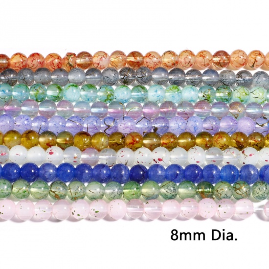 Immagine di 1 Filo Cristallo ( Sintetico ) Perline per la Creazione di Gioielli con Ciondoli Fai-da-te Tondo Come 8mm Dia.