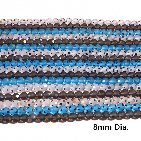 Picture of Crystal ( Synthetic ) Beads For DIY Charm Jewelry Making Round Frosted About 8mm Dia.