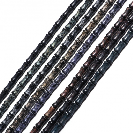 Изображение 1 Нитка Нефрит ( Имитация ) Бисер для изготовления ювелирных украшений "Сделай сам Коленце бамбука Разноцветный Примерно 8мм x 4мм