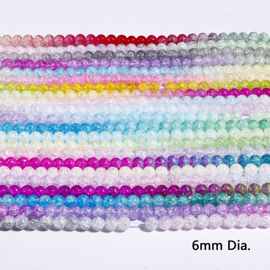 Immagine di 1 Filo Cristallo ( Sintetico ) Perline per la Creazione di Gioielli con Ciondoli Fai-da-te Tondo Doppio Colore Criccato Come 6mm Dia.