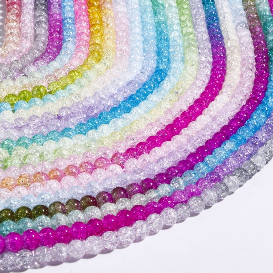 Immagine di 1 Filo Cristallo ( Sintetico ) Perline per la Creazione di Gioielli con Ciondoli Fai-da-te Tondo Doppio Colore Criccato Come 6mm Dia.