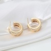 Image de 2 Pcs Placage Sous Vide Écologique À la Mode Boucles d'Oreilles Créole Anneaux Géométrique en Cuivre Cœur Pentacle Plaqué Or Véritable 18K Fête Unisexe