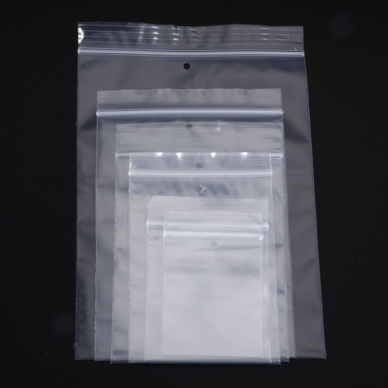 Image de 1 Paquet Sachets Auto-Adhésifs Zippés Fermeture Eclair en PE Rectangle Transparent
