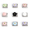 Immagine di 1 Pz 304 Acciaio Inossidabile Bracciale con Charm Italiano a Maglie, Creazione di Gioielli Fai-da-te Tono Argento Rettangolo Intagliato Giallo Strass 10mm x 9mm