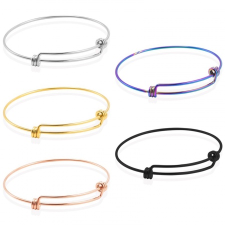 Eco-friendly Vacuum Plating 304 Stainless Steel Expandable Bangles Bracelets Round Adjustable 21.5cm(8 4/8") long