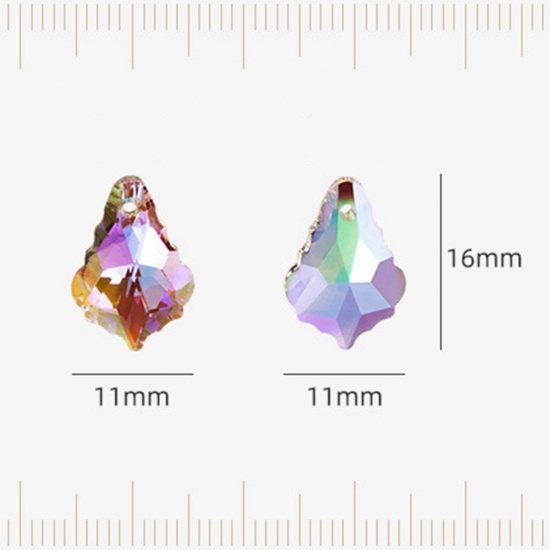 Picture of Glass AB Rainbow Color Aurora Borealis Charms Drop Multicolor Faceted 16mm x 11mm