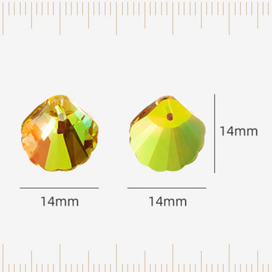 Picture of Glass AB Rainbow Color Aurora Borealis Charms Shell Multicolor Faceted 14mm x 14mm