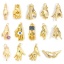 Picture of Brass Charms 14K Real Gold Plated Hand Sign Gesture 3D