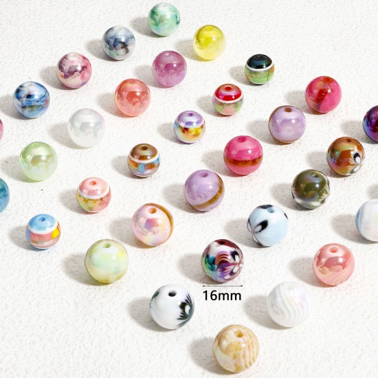 Immagine di 10 Pz Acrilato Perline per la Creazione di Gioielli con Ciondoli Fai-da-te A Colori Misti Casuali AB Colore Tondo Circa 16mm Dia, Foro: Circa 2.8mm