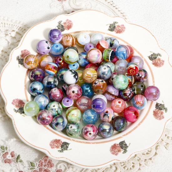 Immagine di 10 Pz Acrilato Perline per la Creazione di Gioielli con Ciondoli Fai-da-te A Colori Misti Casuali AB Colore Tondo Circa 16mm Dia, Foro: Circa 2.8mm