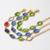 Picture of Eco-friendly Vacuum Plating Exquisite Stylish 18K Real Gold Plated Multicolor Copper & Glass Oval Bracelets For Women Party