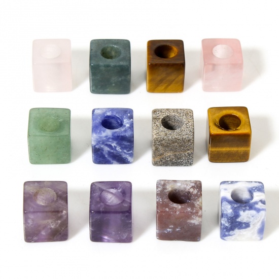 Imagen de 1 Unidad (Grado A) Gema ( Natural ) Cuentas para la Fabricación de Joyas con Dijes de Bricolaje Cubo Multicolor Aprox 10mm Dia.
