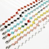 Picture of 304 Stainless Steel Valentine's Day Handmade Link Chain Necklace For DIY Jewelry Making Heart Silver Tone Double-sided Enamel 45cm(17 6/8") long, Chain Size: 7mm