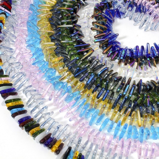 Image de 1 Enfilade Perles pour DIY Fabrication de Bijoux de Charme en Verre Triangle Multicolore Couleur AB 16mm x 9mm