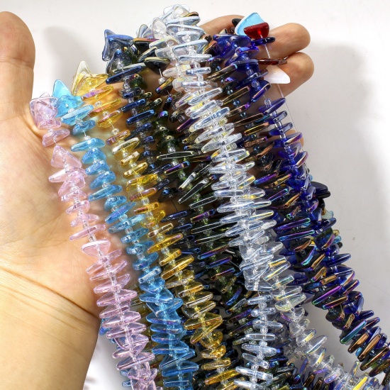 Immagine di 1 Filo Vetro Perline per la Creazione di Gioielli con Ciondoli Fai-da-te Triangolo Multicolore AB Colore Circa 16mm x 9mm