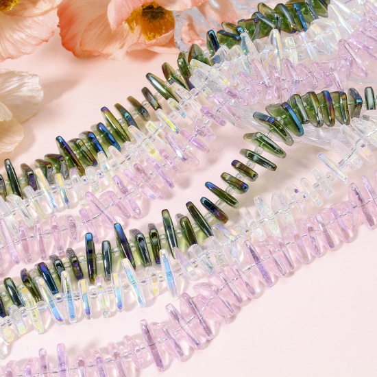 Image de 1 Enfilade Perles pour DIY Fabrication de Bijoux de Charme en Verre Triangle Multicolore Couleur AB 16mm x 9mm