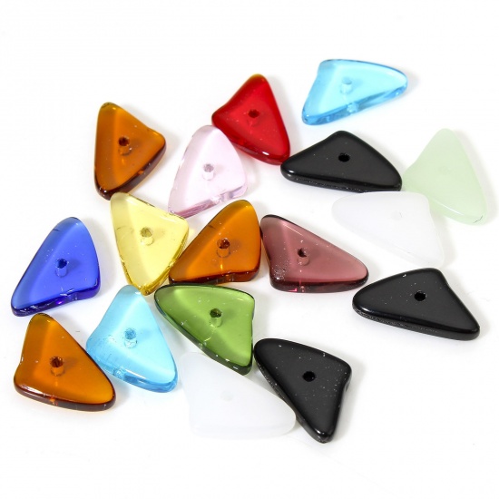 Picture of Glass Beads For DIY Charm Jewelry Making Triangle Multicolor AB Rainbow Color About 16mm x 9mm