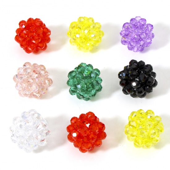 Image de 5 Pcs Perles pour DIY Fabrication de Bijoux de Charme en Verre Balle Multicolore 17mm x 15mm, Trou: 2.4mm