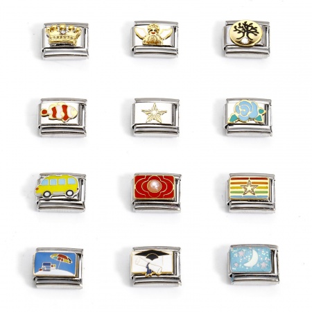 1 Pièce Bracelet à Maillons Breloques Italiens Accessories de Fabrication de Bracelets Bijoux DIY en 304 Acier Inoxydable Argent Mat Rectangle 10mm x 9mm