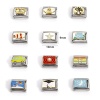 Image de 1 Piece 304 Stainless Steel Italian Charm Links For DIY Bracelet Jewelry Making Silver Tone Rectangle 10mm x 9mm