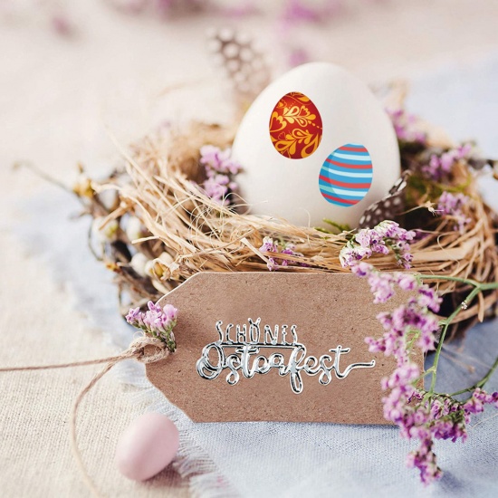 Picture of Art Paper Easter Day DIY Scrapbook Deco Stickers Multicolor Easter Egg 3.8cm x 3cm