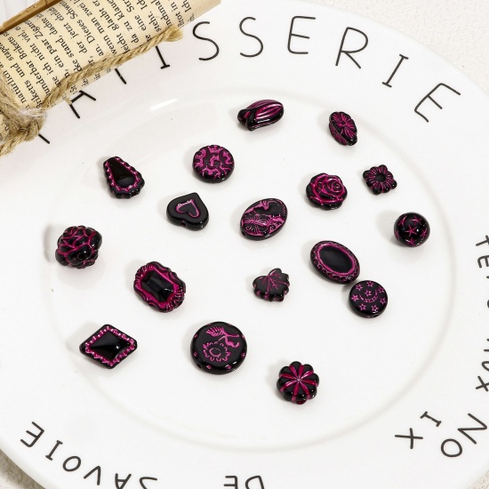 Imagen de 50 PCs Acrylic Retro Beads For DIY Charm Jewelry Making Black Rose Flower Beauty Lady Corrosion