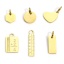 Picture of 1 Piece Vacuum Plating 304 Stainless Steel Geometric Blank Stamping Tags Charms Ruler Heart Gold Plated