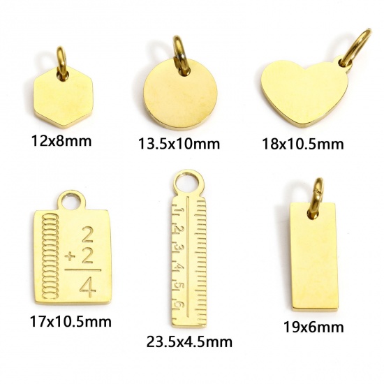 Image de 304 Stainless Steel Geometric Charms Gold Plated Ruler Number