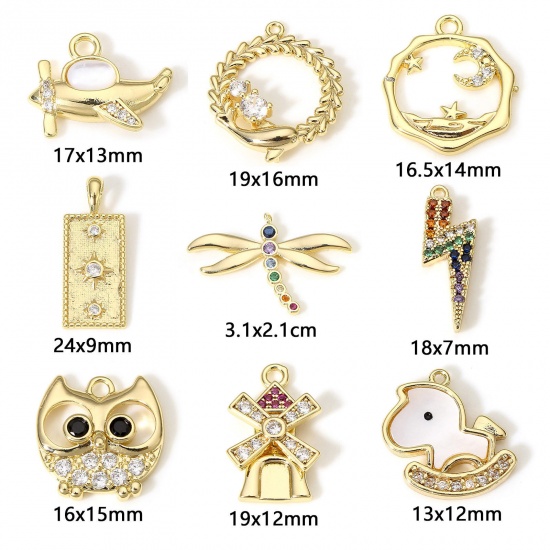 Immagine di 1 Pz Ottone Charms 18K Oro riempito Micro Spianare                                                                                                                                                                                                            