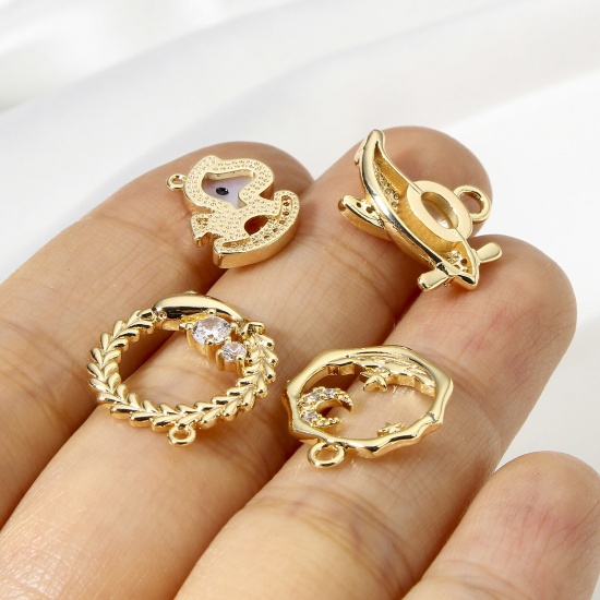 Immagine di 1 Pz Ottone Charms 18K Oro riempito Micro Spianare                                                                                                                                                                                                            