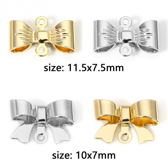 Immagine di 10 Pz Ottone Charms Cravatta a Farfalla Oro riempito 3D