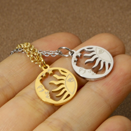 Image de Eco-friendly 304 Stainless Steel Religious Charms Multicolor Round Sun And Moon Face Hollow