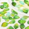 Image de 50 PCs Lampwork Glass Charms Green & Yellow Leaf Gradient Color
